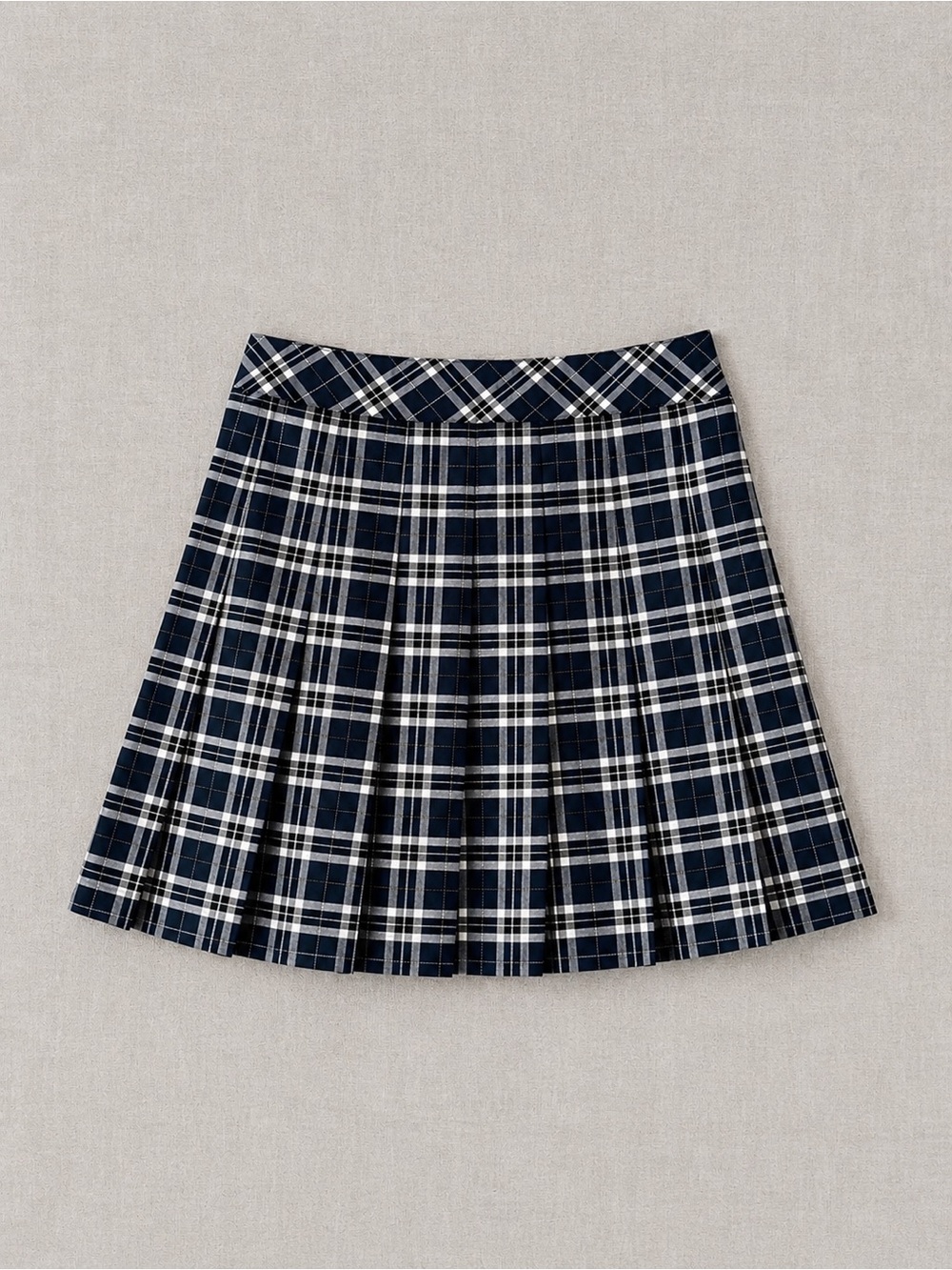 H&M Navy and White Plaid Pleated Skirt - Picture 2 of 4